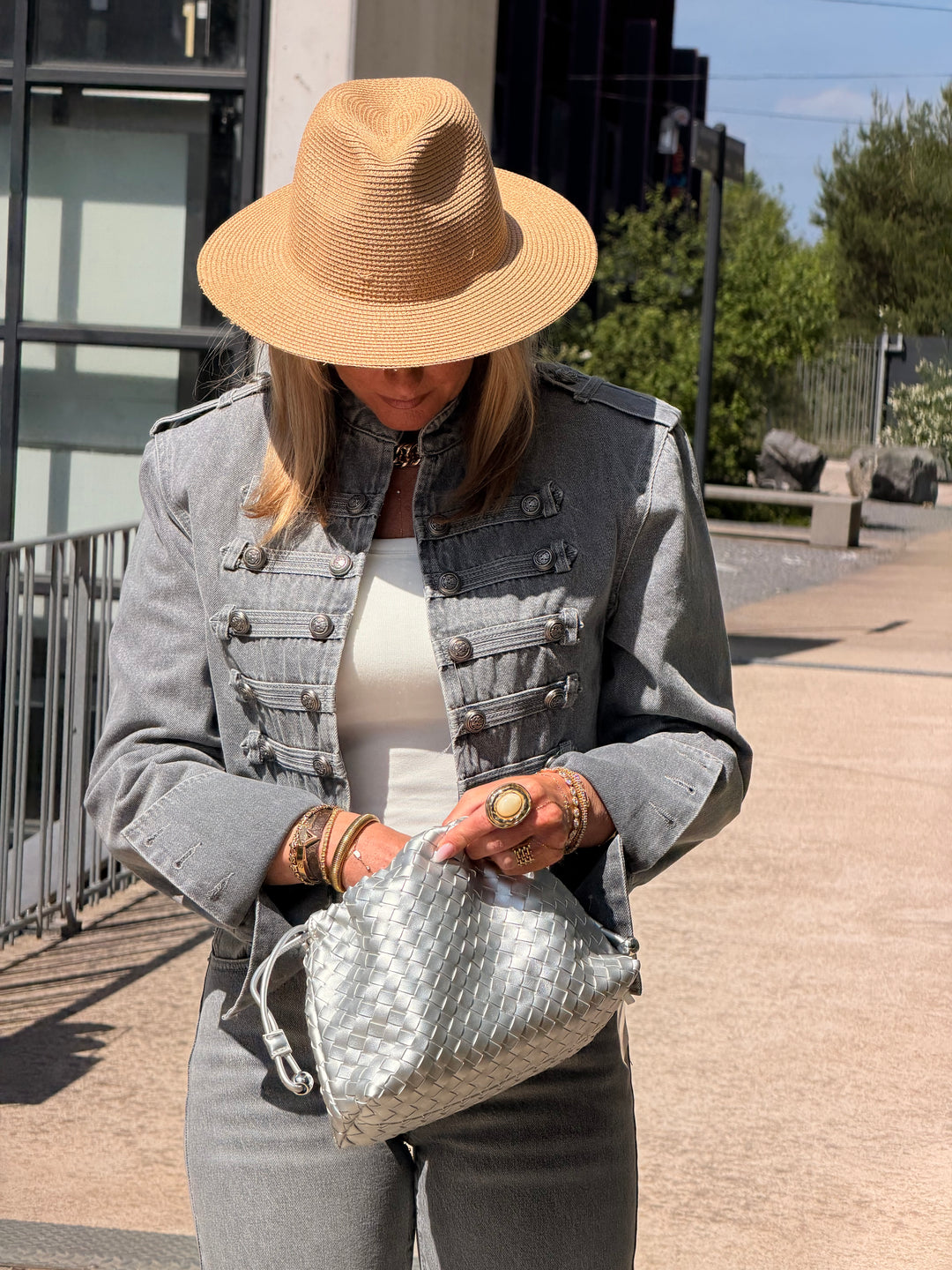 Veste jean officier Gris 13955