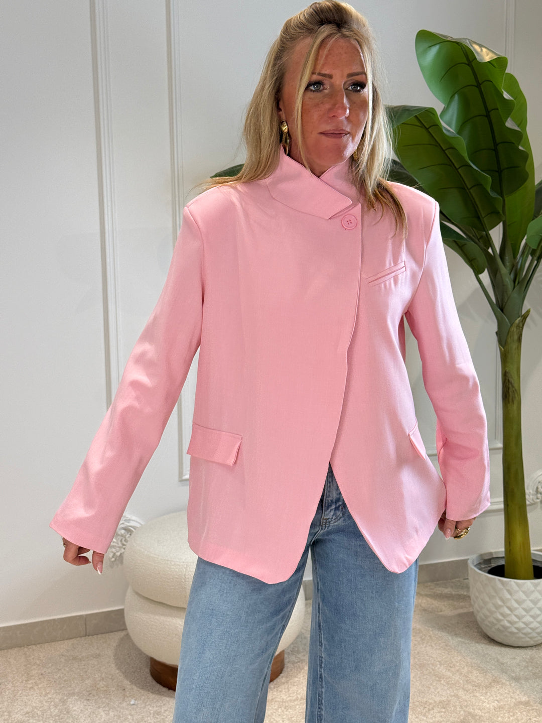 blazer col croisée rose Inès 2520