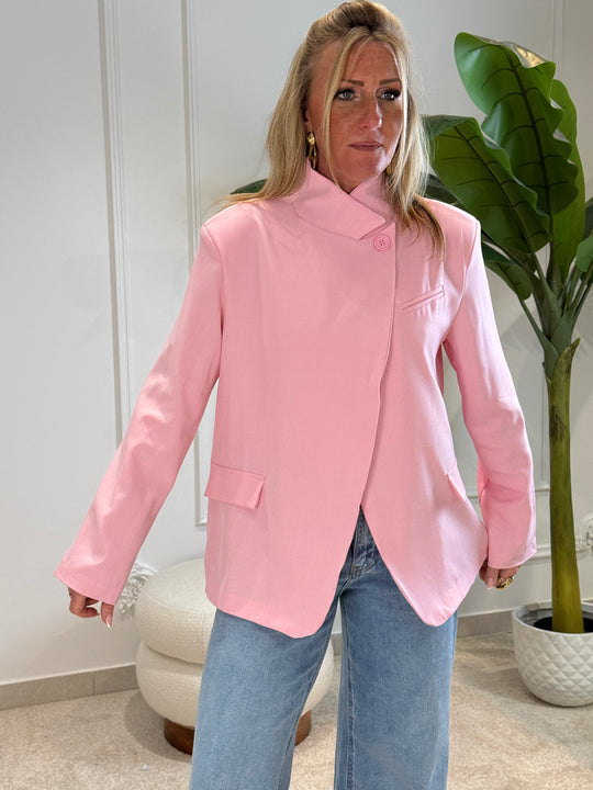 blazer col croisée rose Inès 2520