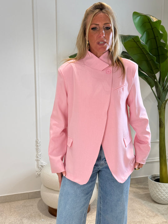 blazer col croisée rose Inès 2520