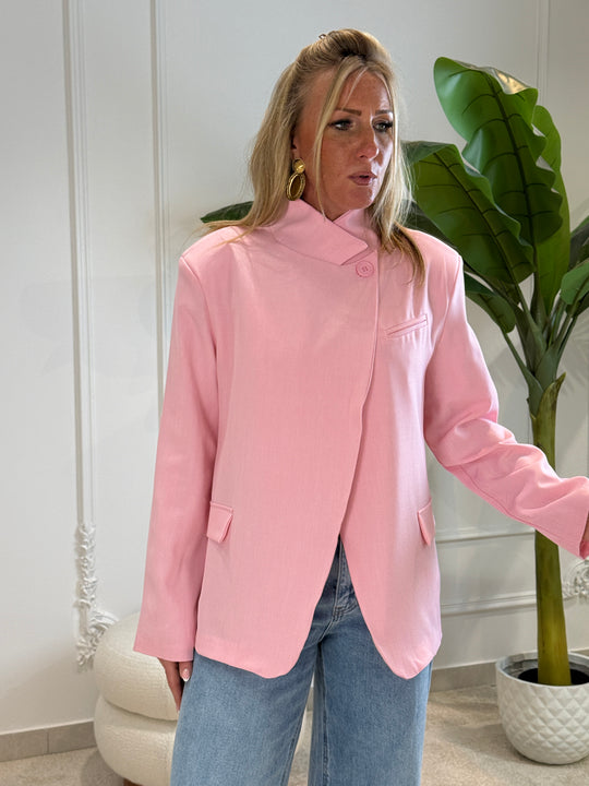 blazer col croisée rose Inès 2520