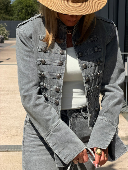 Veste jean officier Gris 13955