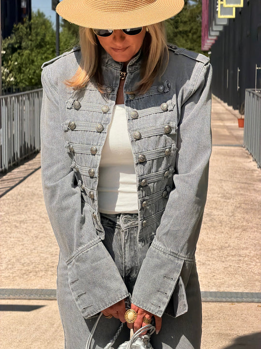 Veste jean officier Gris 13955