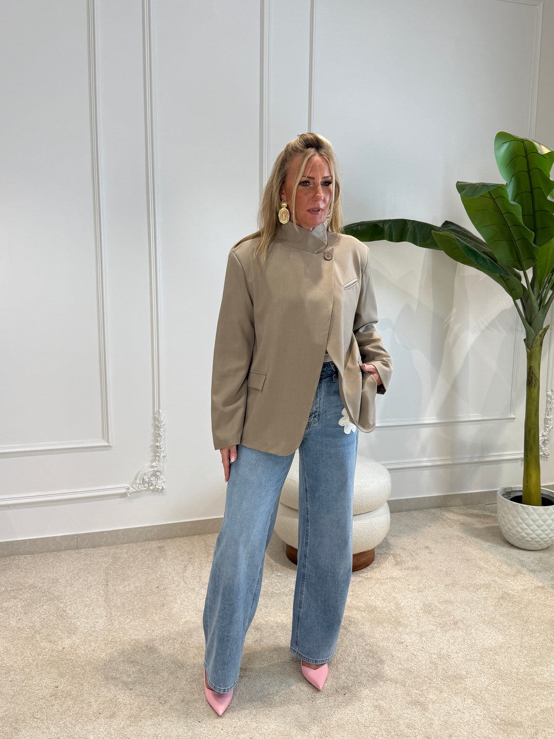 blazer col croisée taupe Inès 2520