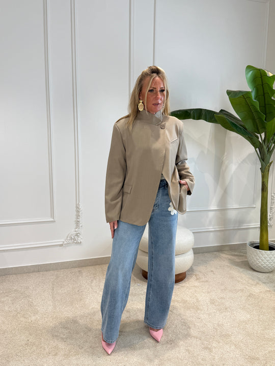 blazer col croisée taupe Inès 2520