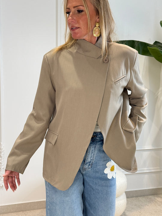 blazer col croisée taupe Inès 2520