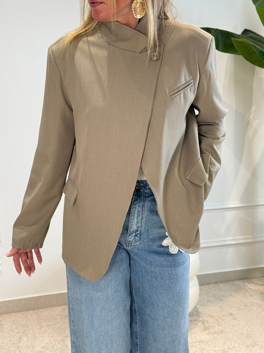blazer col croisée taupe Inès 2520
