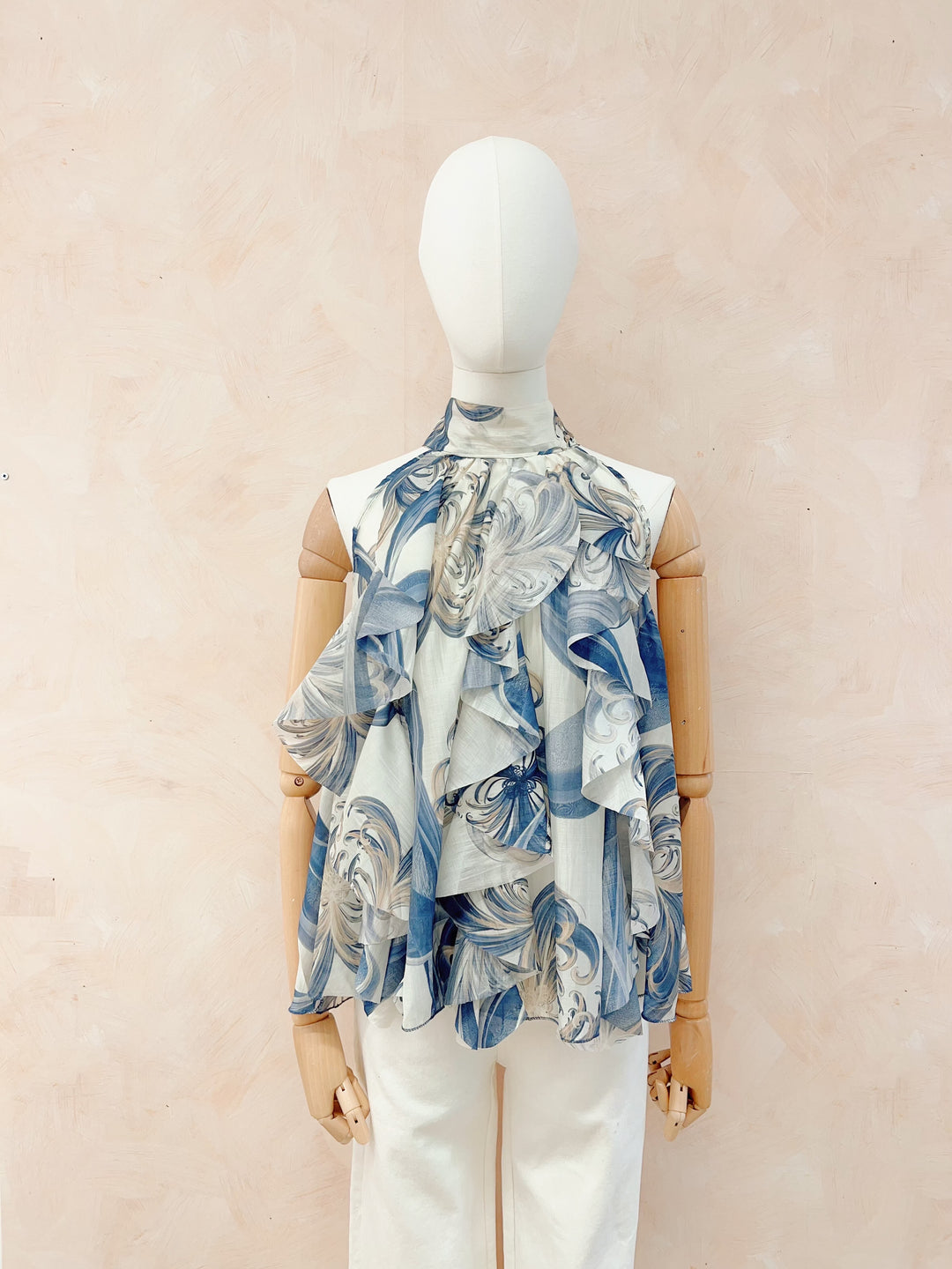 Top volant bleu 4529