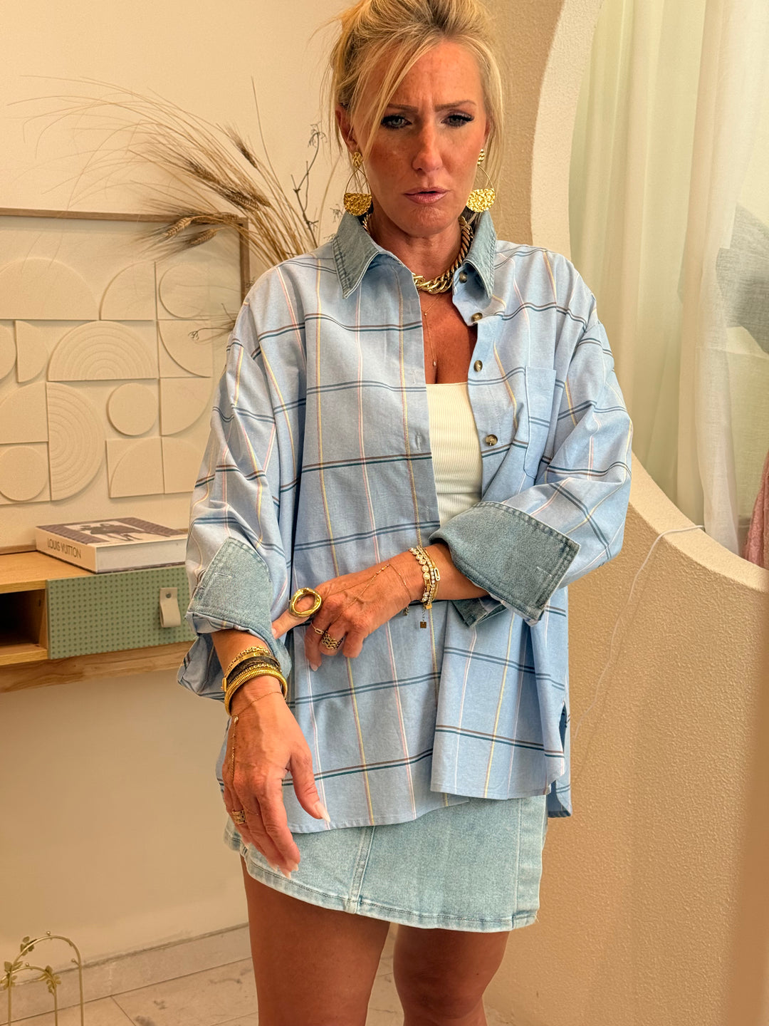 Chemise bleu carreaux CH5068