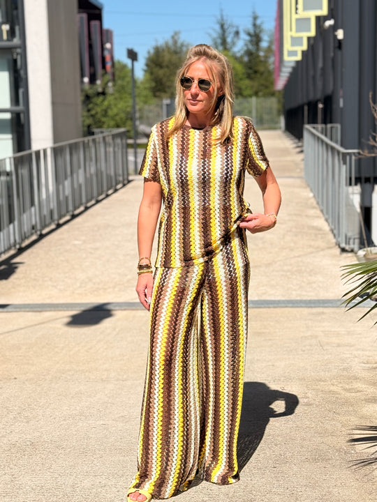 Ensemble crochet rayure Jaune
