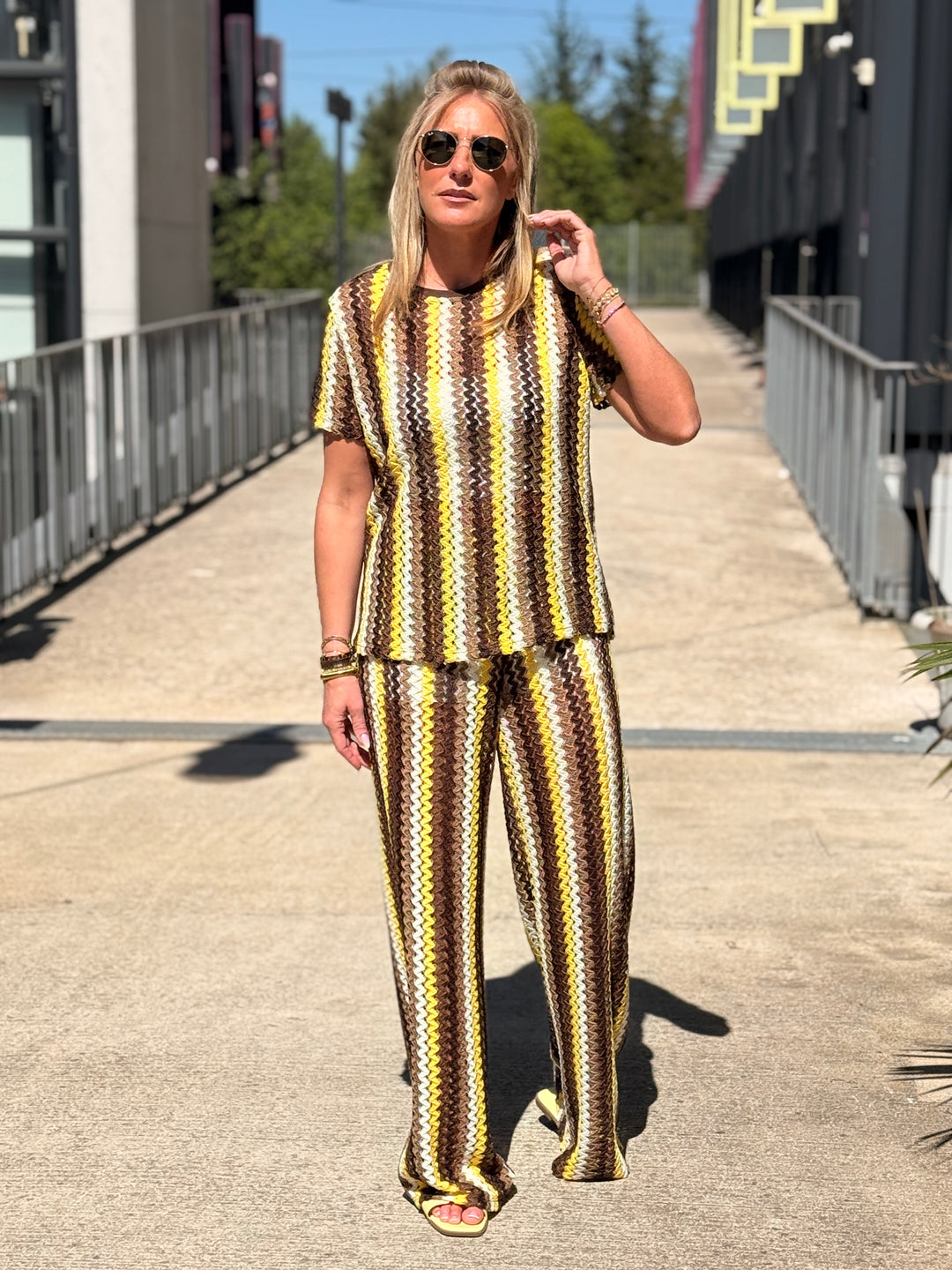 Ensemble crochet rayure Jaune