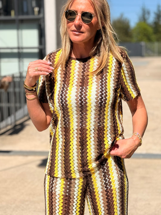 Ensemble crochet rayure Jaune
