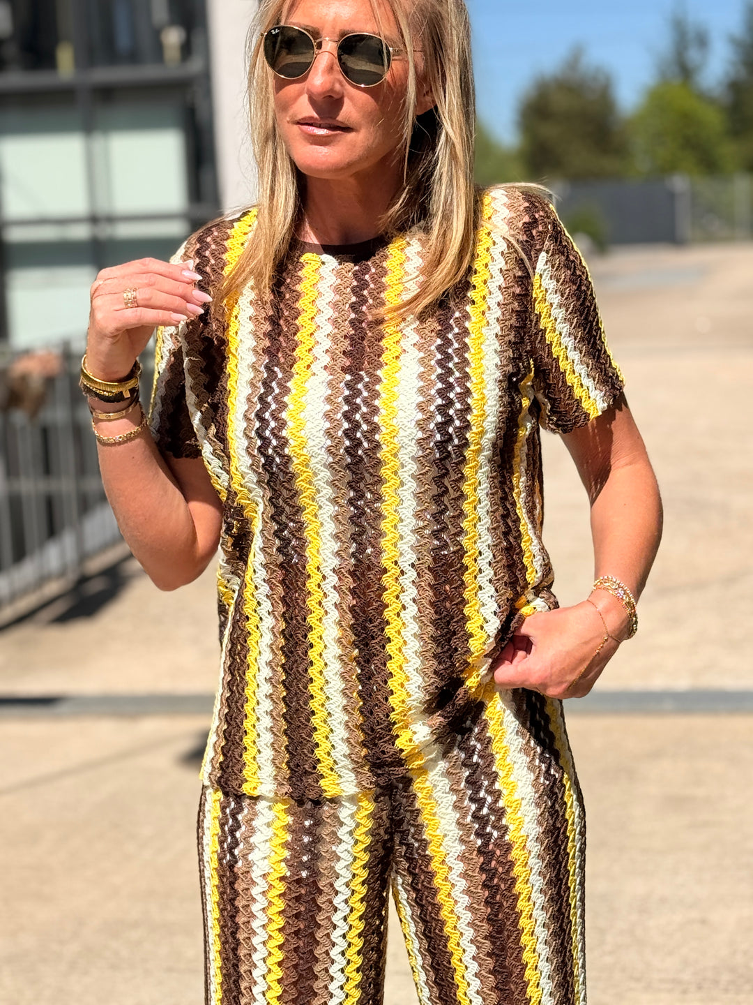 Ensemble crochet rayure Jaune