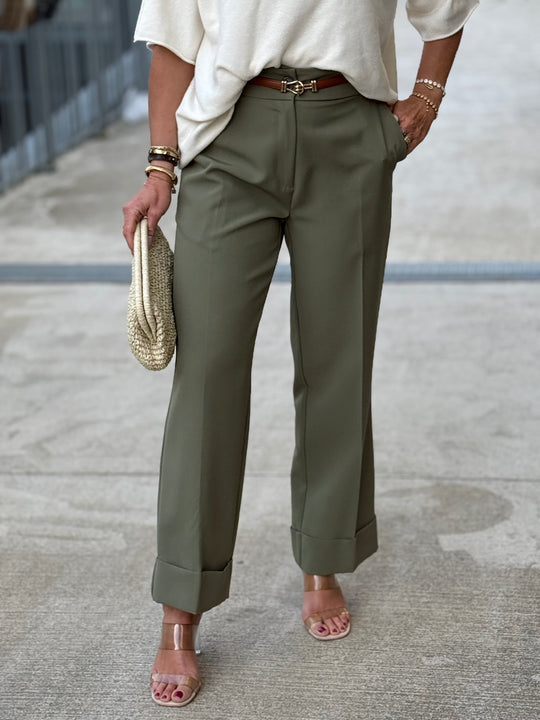Pantalon Salomé coupe droite kaki
