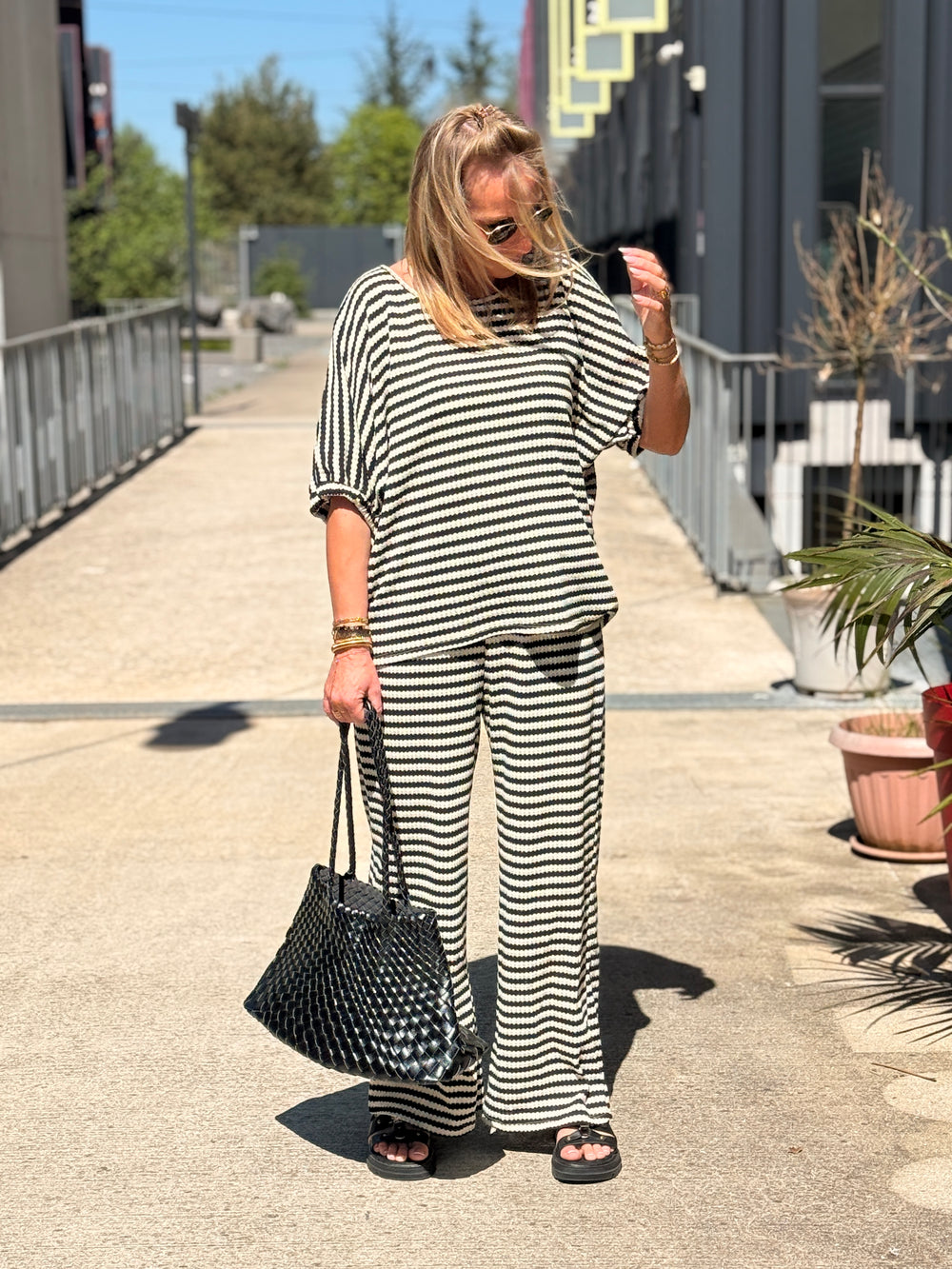 Ensemble maille rayure noir