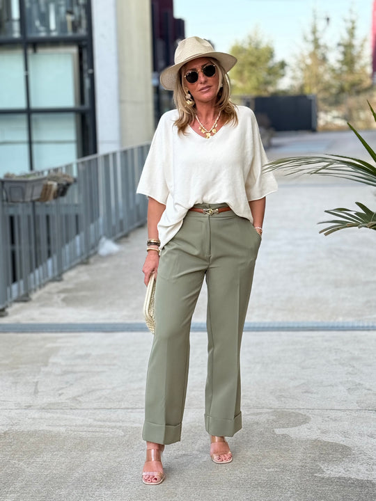 Pantalon Salomé coupe droite kaki