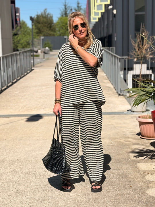Ensemble maille rayure noir