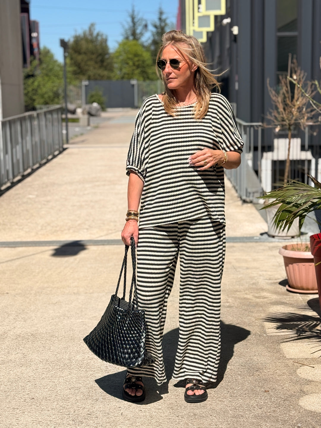 Ensemble maille rayure noir
