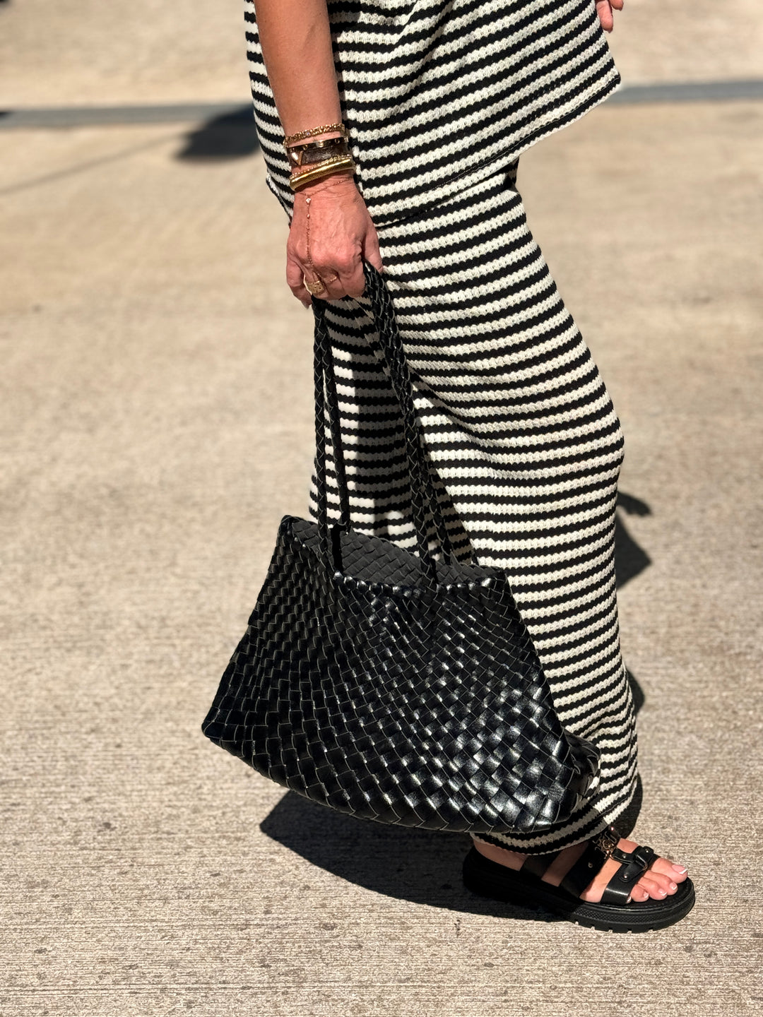 Ensemble maille rayure noir