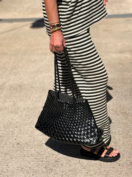 Ensemble maille rayure noir