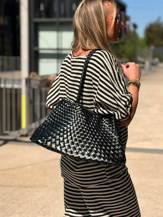 Ensemble maille rayure noir