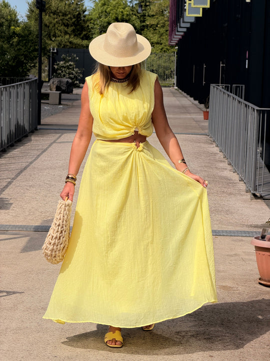 Ensemble jaune à détail anneau SET001