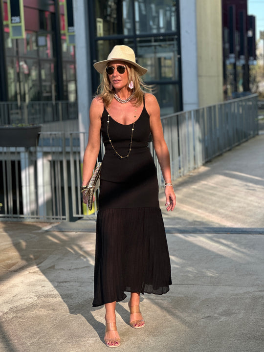 Robe bretelle jupant Noir 10136