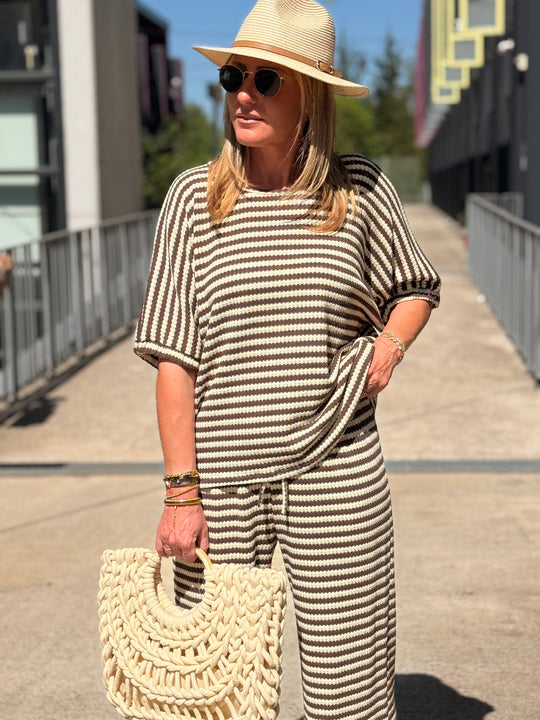 Ensemble maille rayure Choco