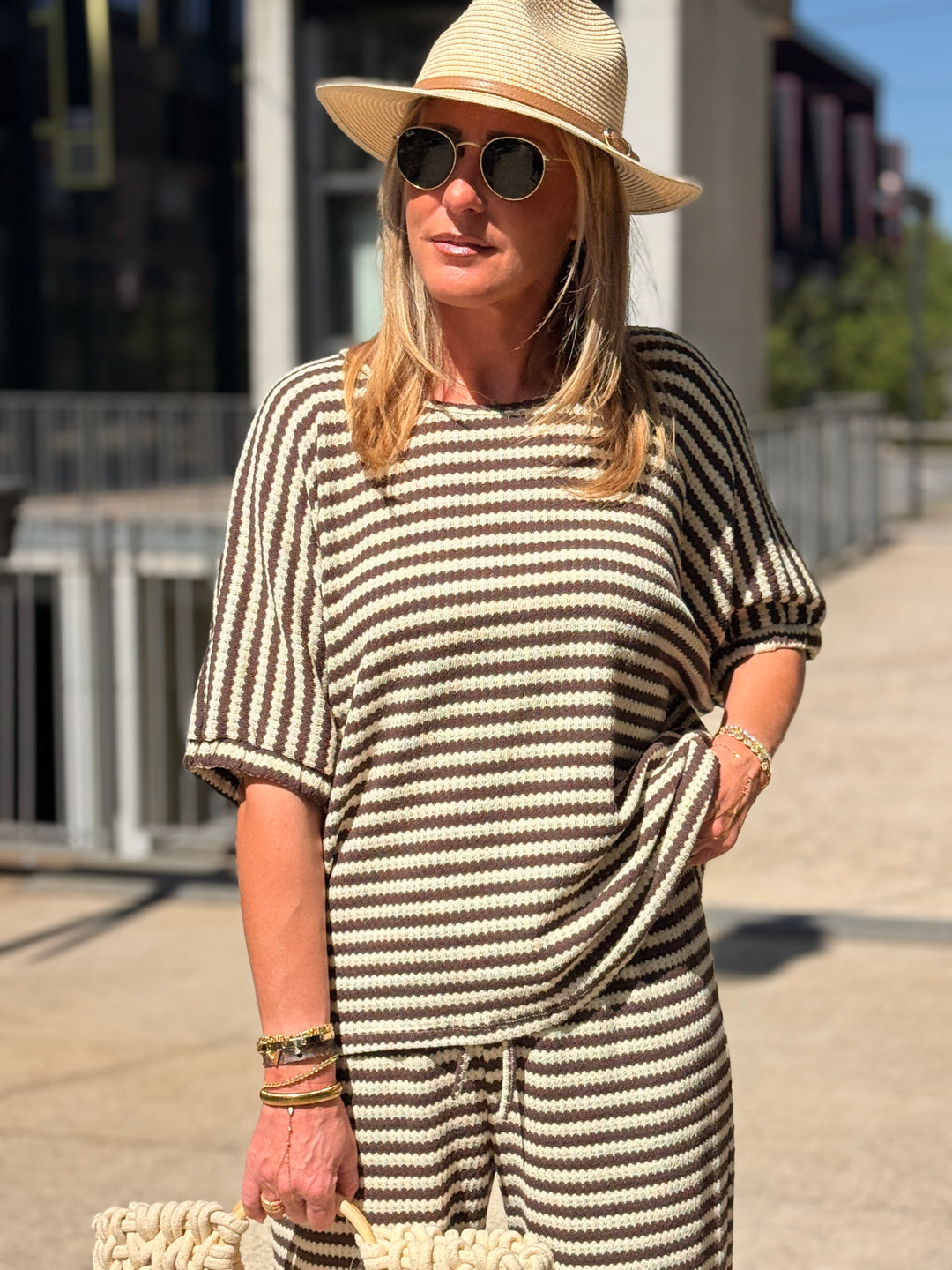 Ensemble maille rayure Choco