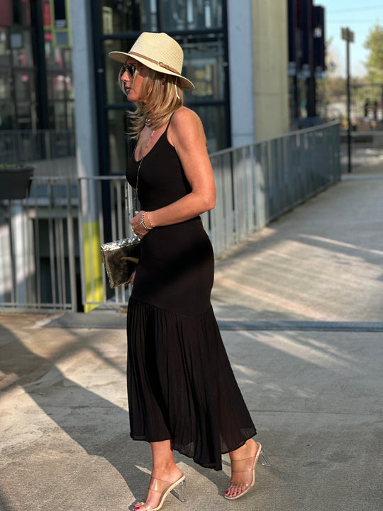 Robe bretelle jupant Noir 10136