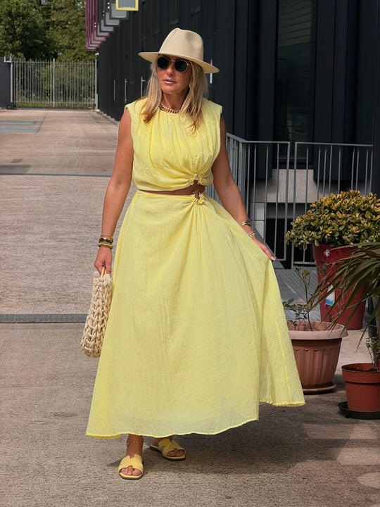 Ensemble jaune à détail anneau SET001