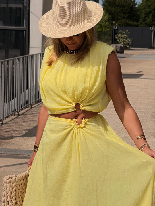 Ensemble jaune à détail anneau SET001