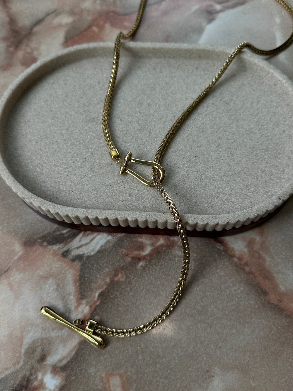 Collier long réglable or