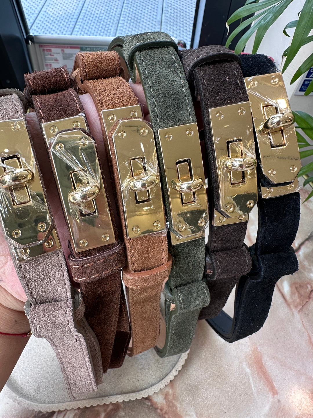 Ceinture cuir daim réglable