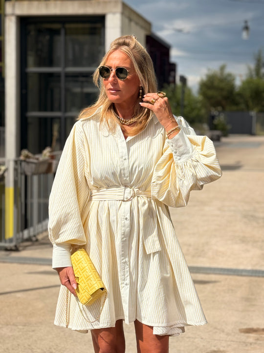 Robe chemise bouffante jaune 12623