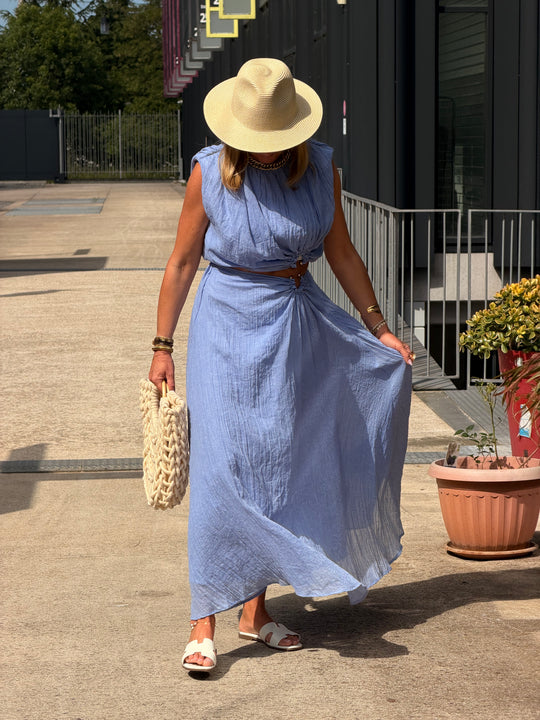 Ensemble bleu à détail anneau SET001