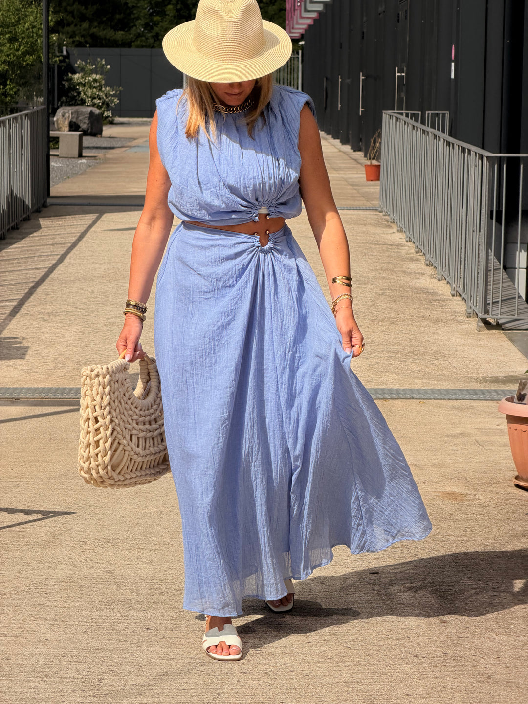 Ensemble bleu à détail anneau SET001