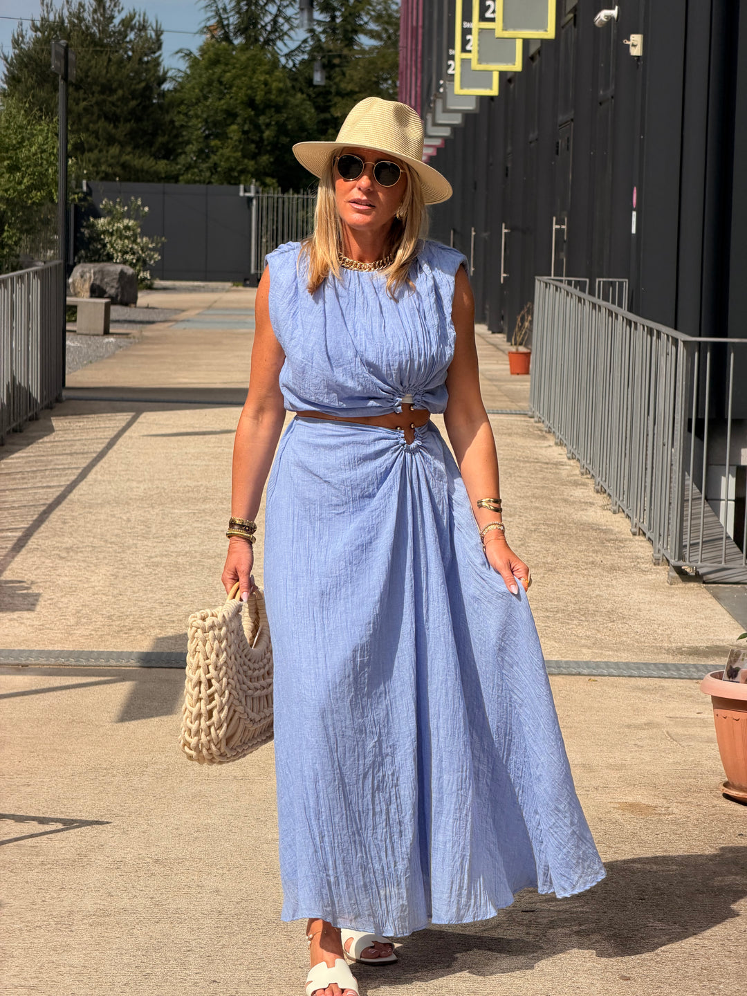 Ensemble bleu à détail anneau SET001