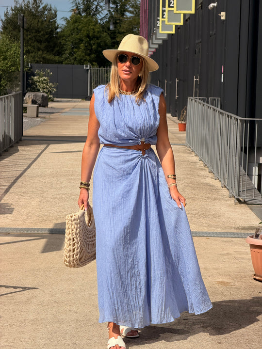 Ensemble bleu à détail anneau SET001