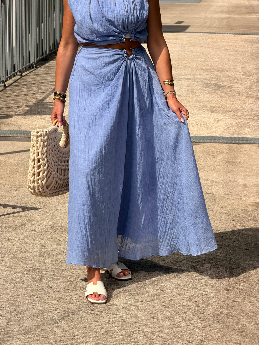 Ensemble bleu à détail anneau SET001