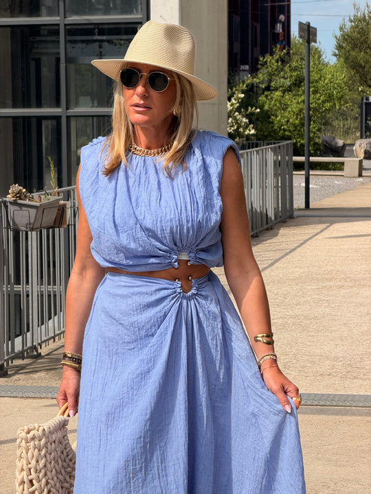 Ensemble bleu à détail anneau SET001