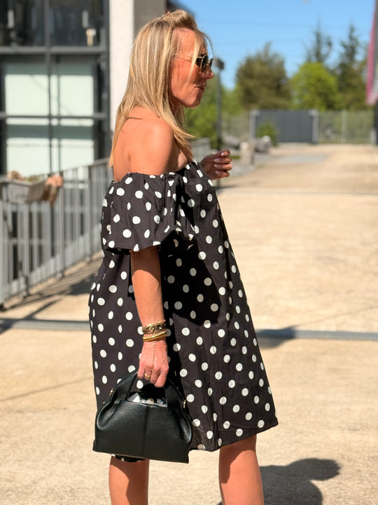 Robe NOIR courte à pois 20733