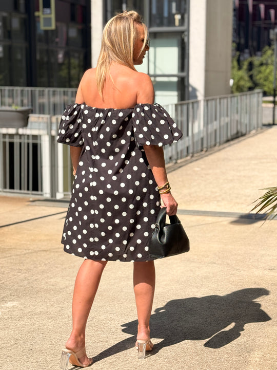 Robe NOIR courte à pois 20733
