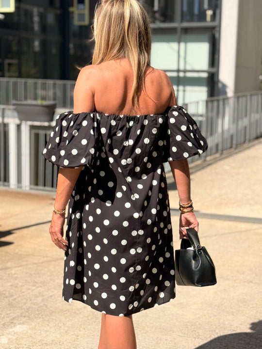 Robe NOIR courte à pois 20733