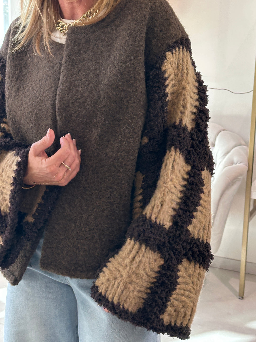 Veste courte manches tricotes Choco Z011