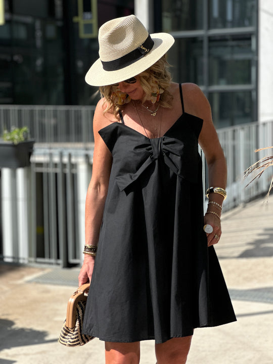 Robe noeud bretelle noir 5789