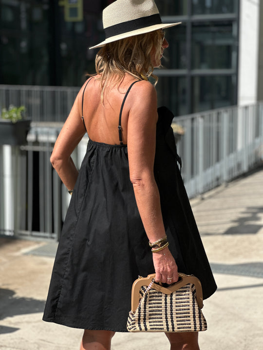 Robe noeud bretelle noir 5789