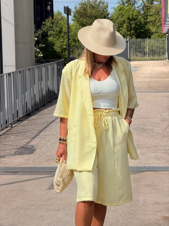 Veste jaune dos dentelle 1215