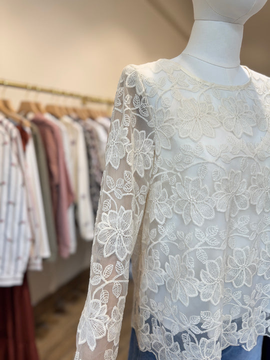 Top dentelle motif grandes fleurs 2521