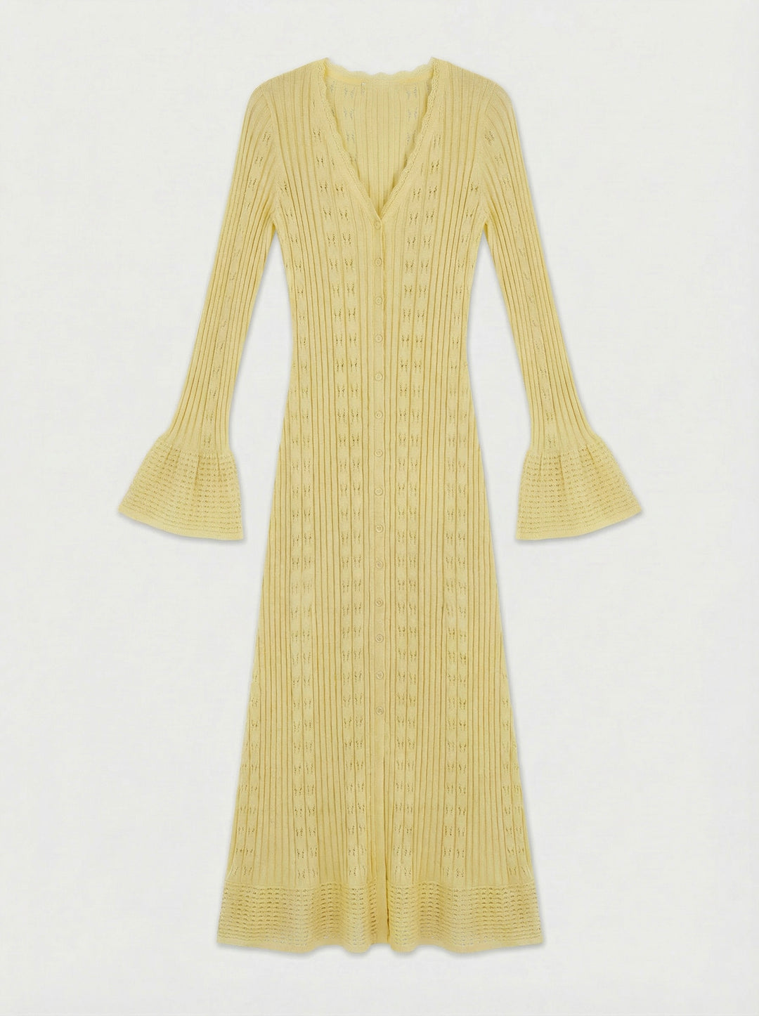 Robe gilet longue tricote jaune M5106